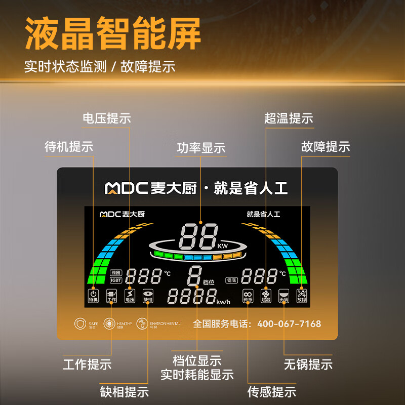  麦大厨金麦款201材质电磁双头双尾小炒炉30kw