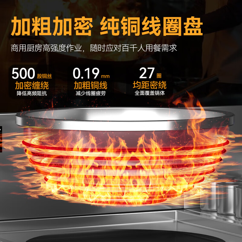 麦大厨星麦款304材质电磁双头双尾小炒炉30kw